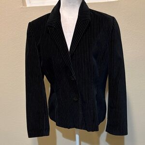 Dress Barn Black Velvet Pinstripe Cotton Blend Lined Blazer-Size L